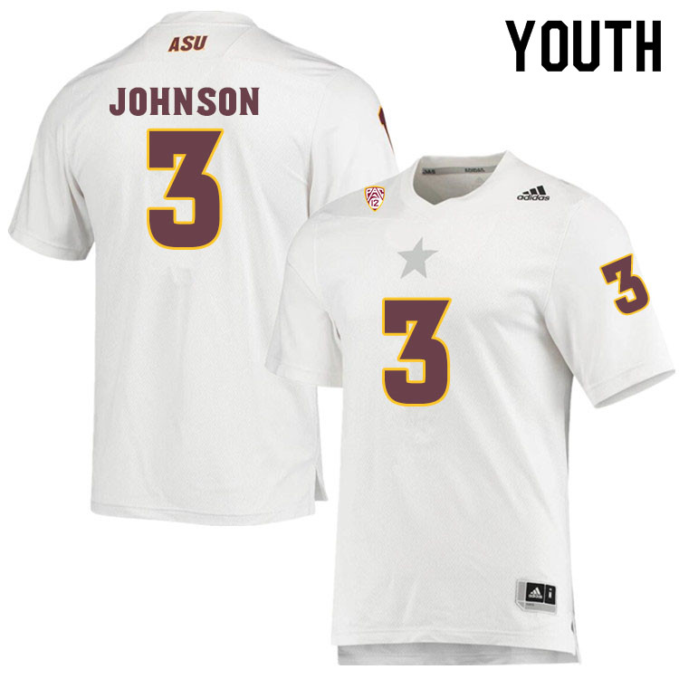 Youth #3 Isaiah JohnsonArizona State Sun Devils College Football Jerseys Sale-White - Click Image to Close
